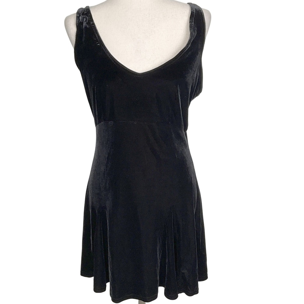 Victorias Secret Nightgown Women S Black Slip Dress Velvet Mini Fit Flare Y2K